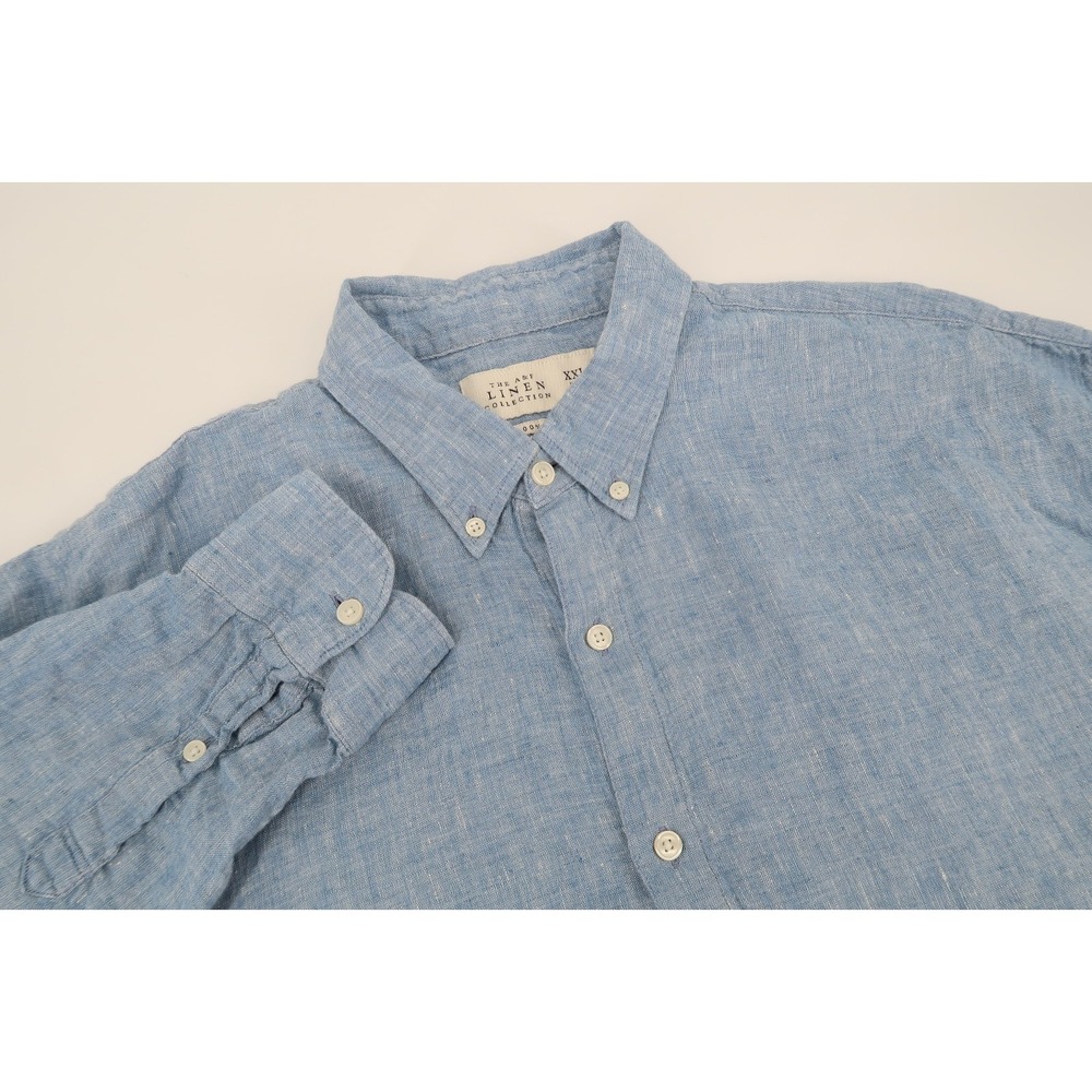 Abercrombie & Fitch Shirt Mens XXL The A&F Linen Collection Button Down Blue 2XL